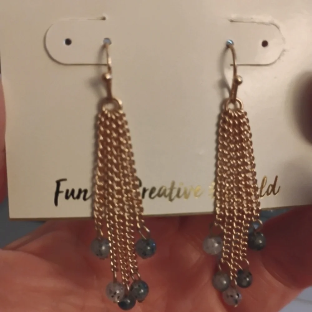 Erica Lyons‎ Gold Tone Tassel Dangle Hook Earrings